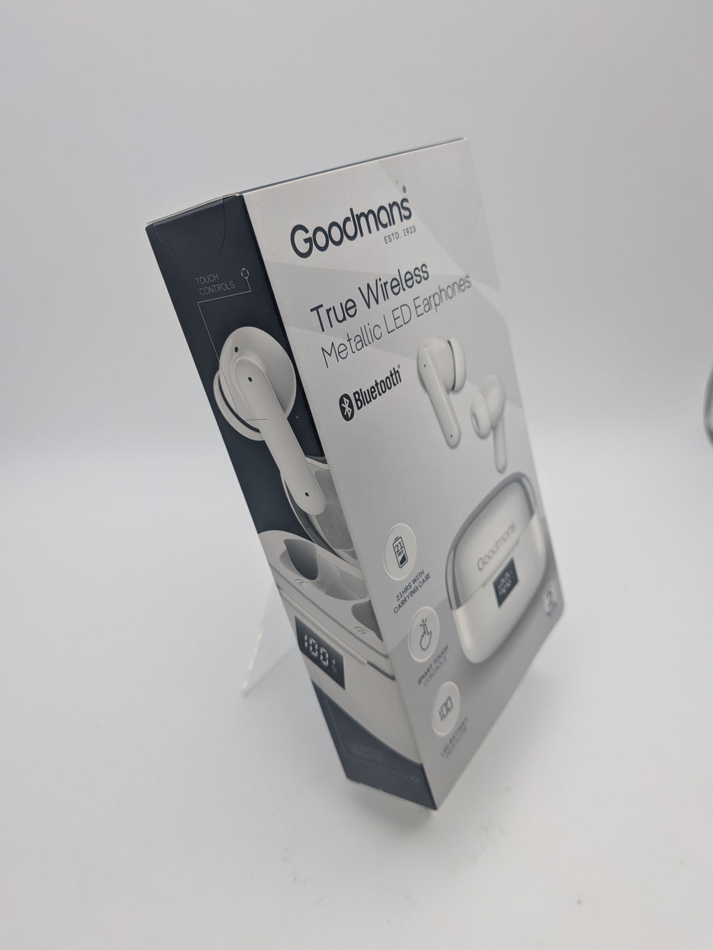 True Wireless Metallic LED Earphones, White, Grade A