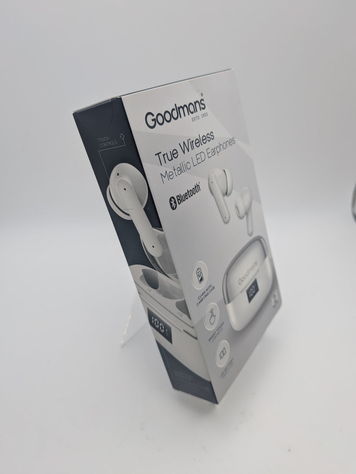 True Wireless Metallic LED Earphones, White, Grade A