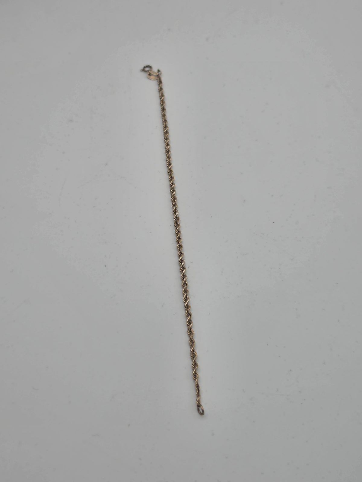 9ct Gold Rope Bracelet 7.5", 1.18G