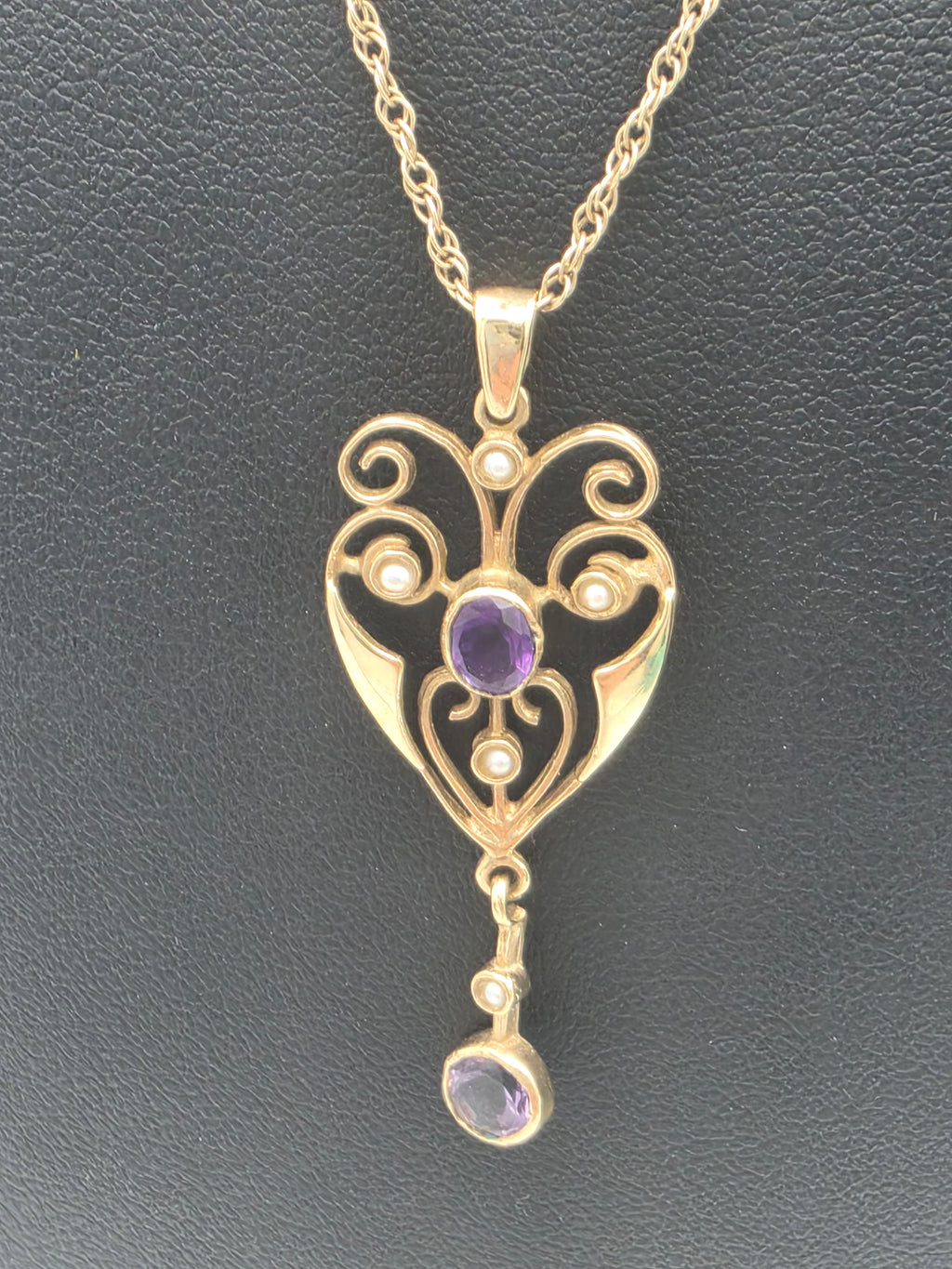 9ct Gold Double Link Chain with Pendant, 18", 3.73G