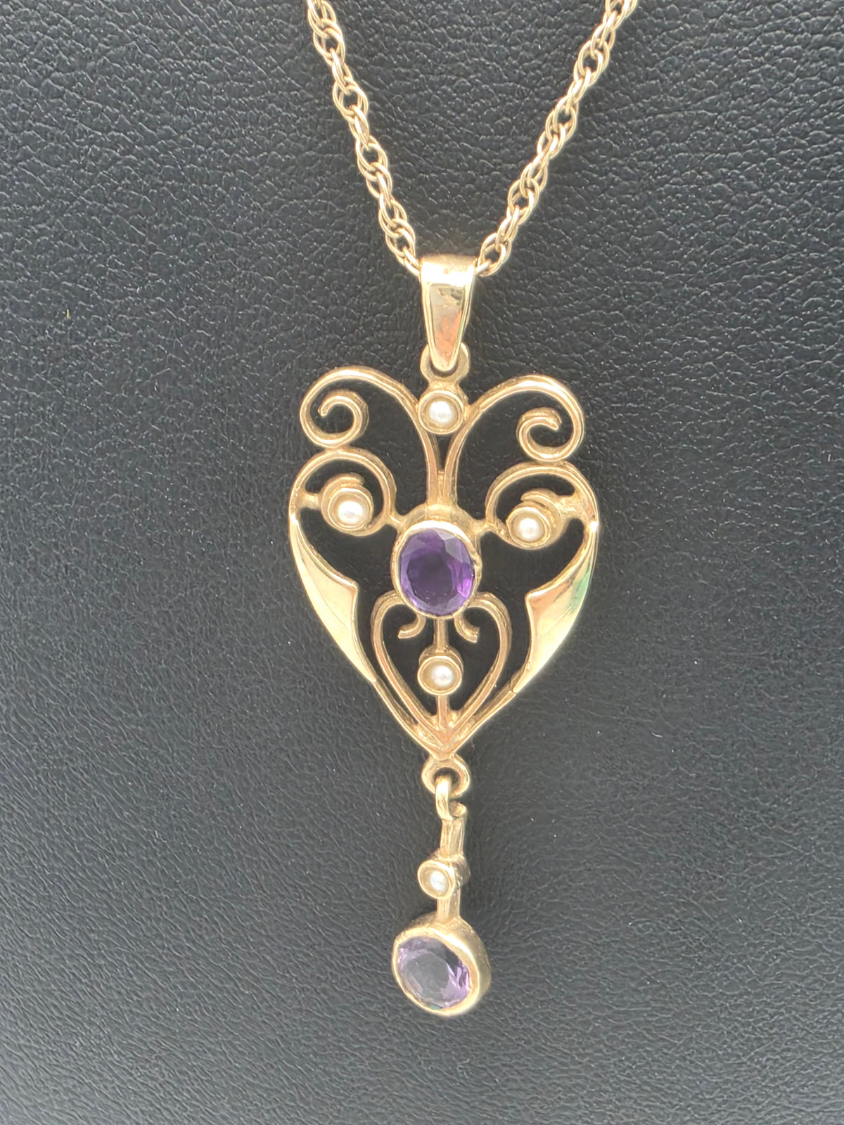 9ct Gold Double Link Chain with Pendant, 18", 3.73G