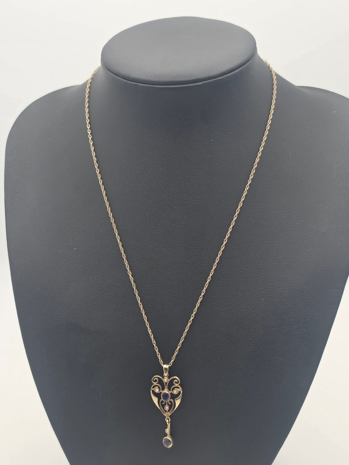 9ct Gold Double Link Chain with Pendant, 18", 3.73G