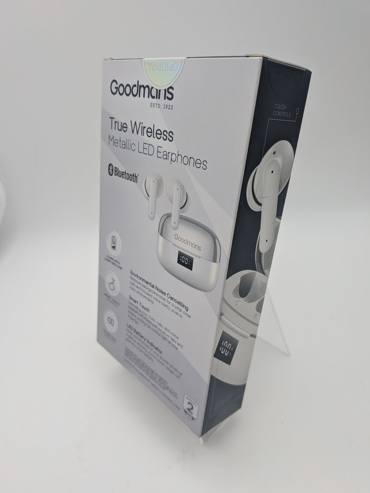 True Wireless Metallic LED Earphones, White, Grade A