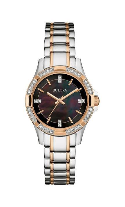 Bulova Women's Two-Tone Crystal Watch (Model 98L219), Silver, Grade A