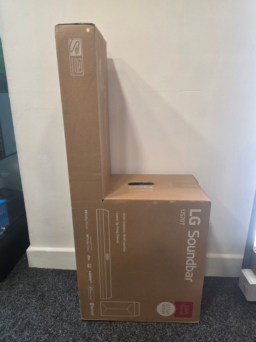 LG Soundbar and Subwoofer Set US70T, Black, Grade A