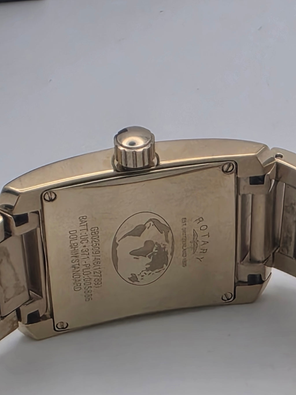 Rotary Gents Rectangle Gold-Plated Bracelet Watch GB02506, Grade B