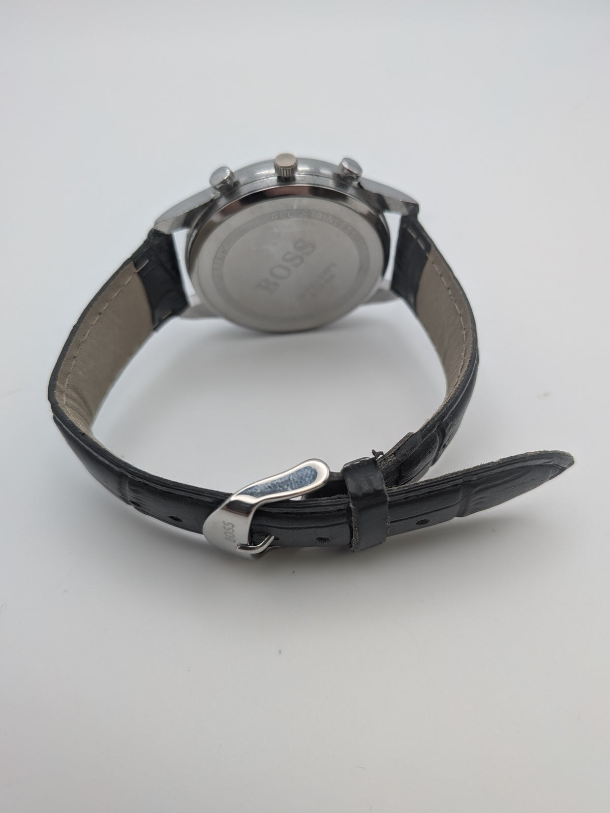Hugo Boss Mens Watch Leather Strap, Black, Grade B