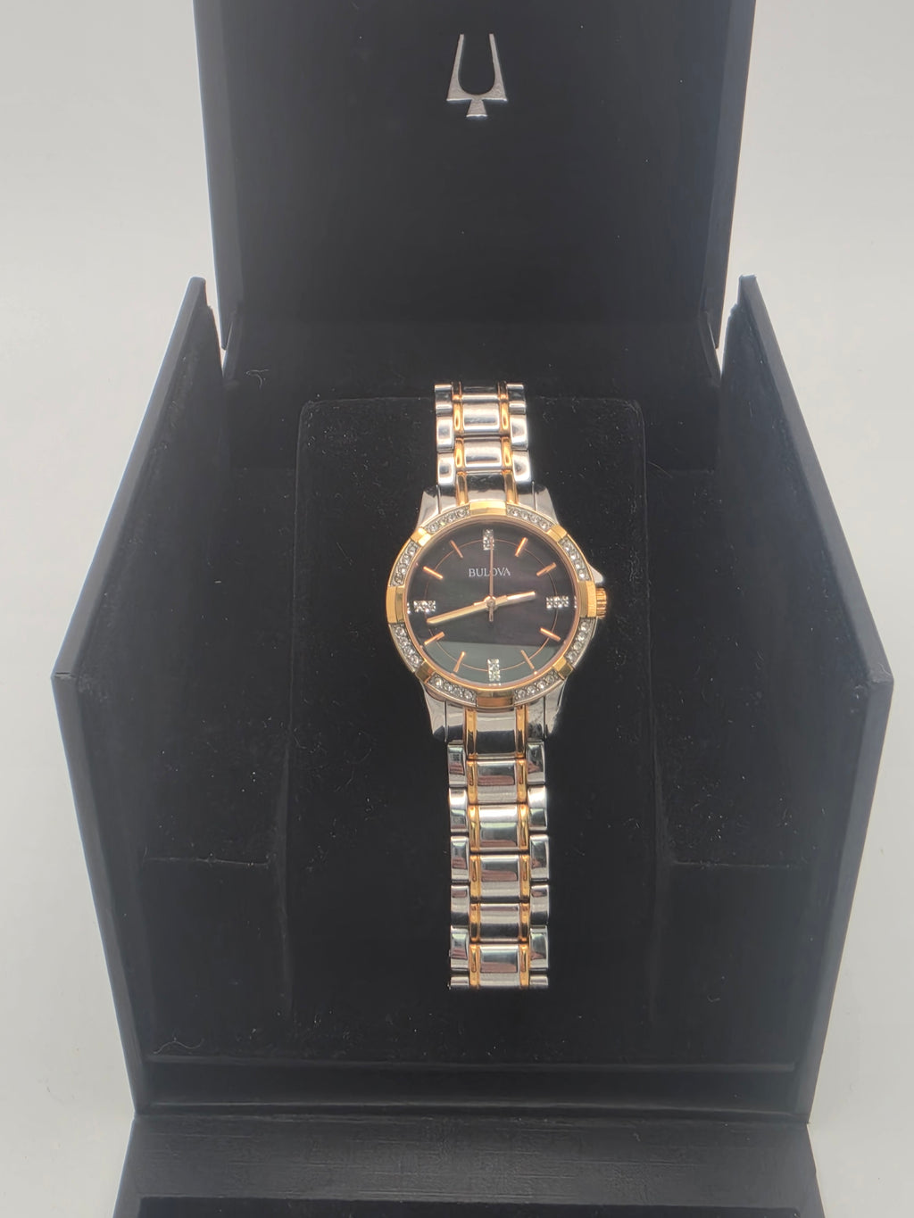 Bulova Women's Two-Tone Crystal Watch (Model 98L219), Silver, Grade A