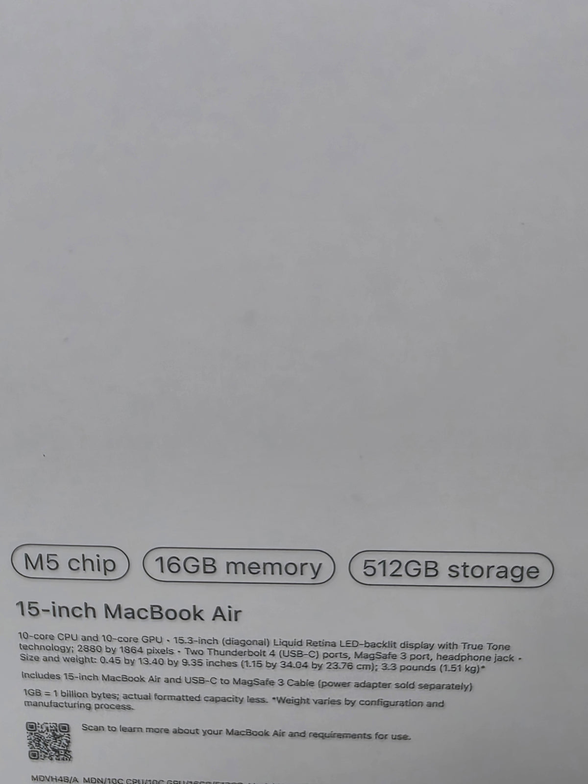 Apple MacBook Air 15" M5 512GB Midnight, Grade A