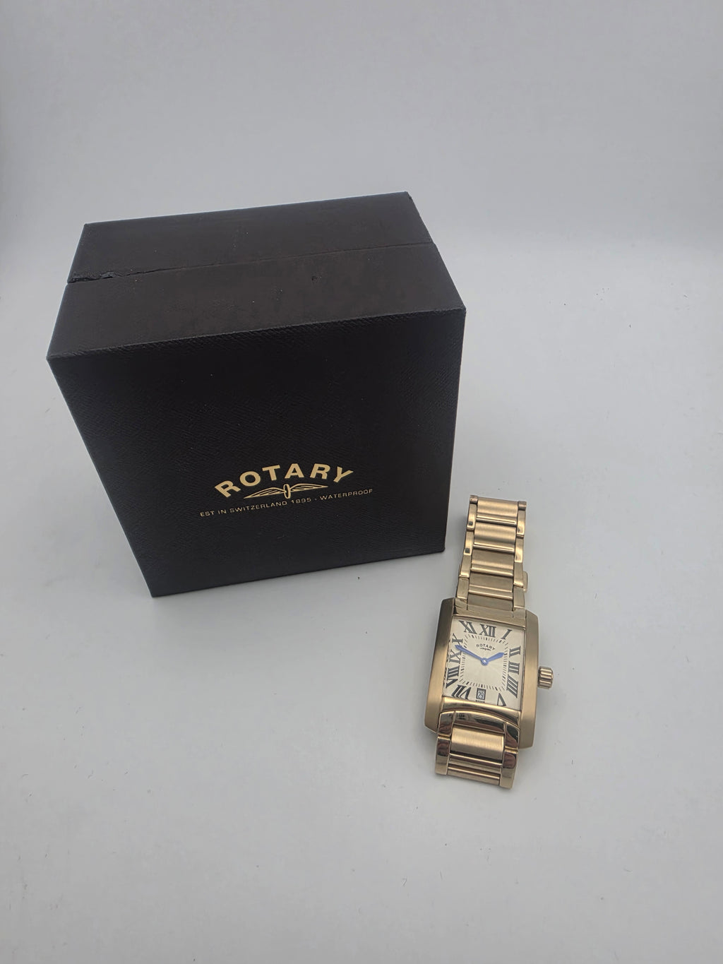 Rotary Gents Rectangle Gold-Plated Bracelet Watch GB02506, Grade B