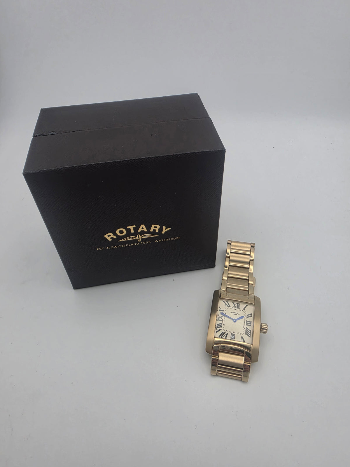 Rotary Gents Rectangle Gold-Plated Bracelet Watch GB02506, Grade B