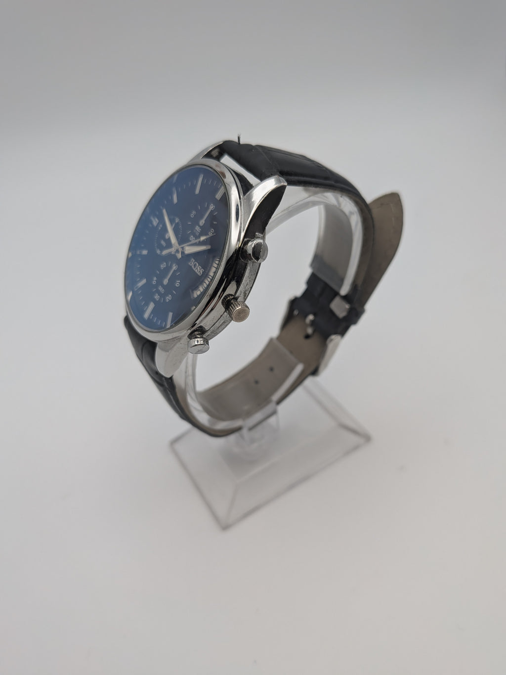 Hugo Boss Mens Watch Leather Strap, Black, Grade B