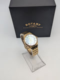 Rotary Ultra Slim Gold Plated Ladies Dress Watch with Pearl Dial, Grade B