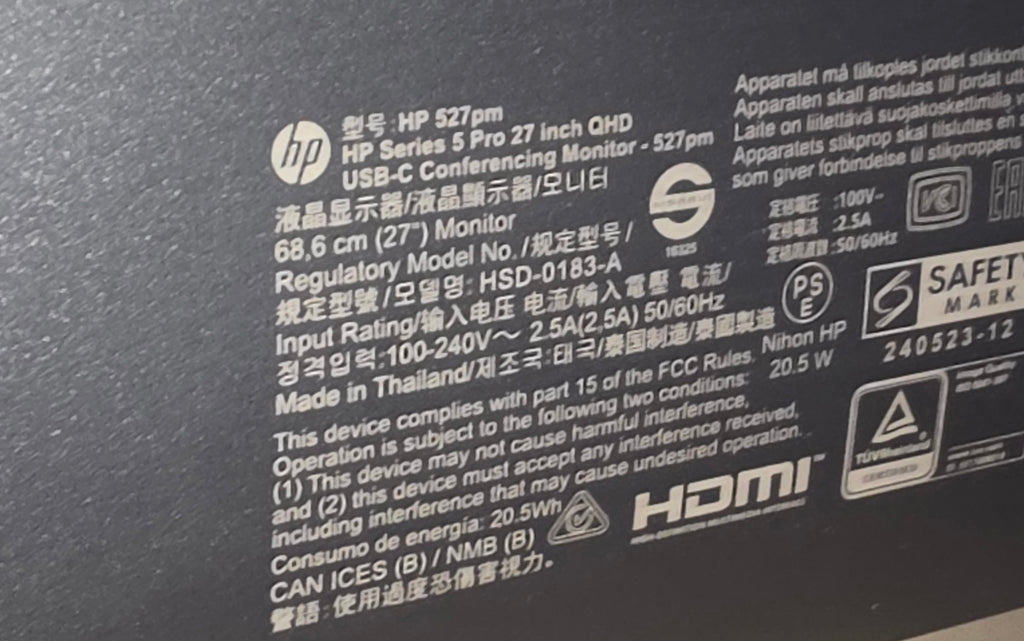 HP Series 5 Pro 27 inch QHD USB-C Monitor, Silver, Grade B