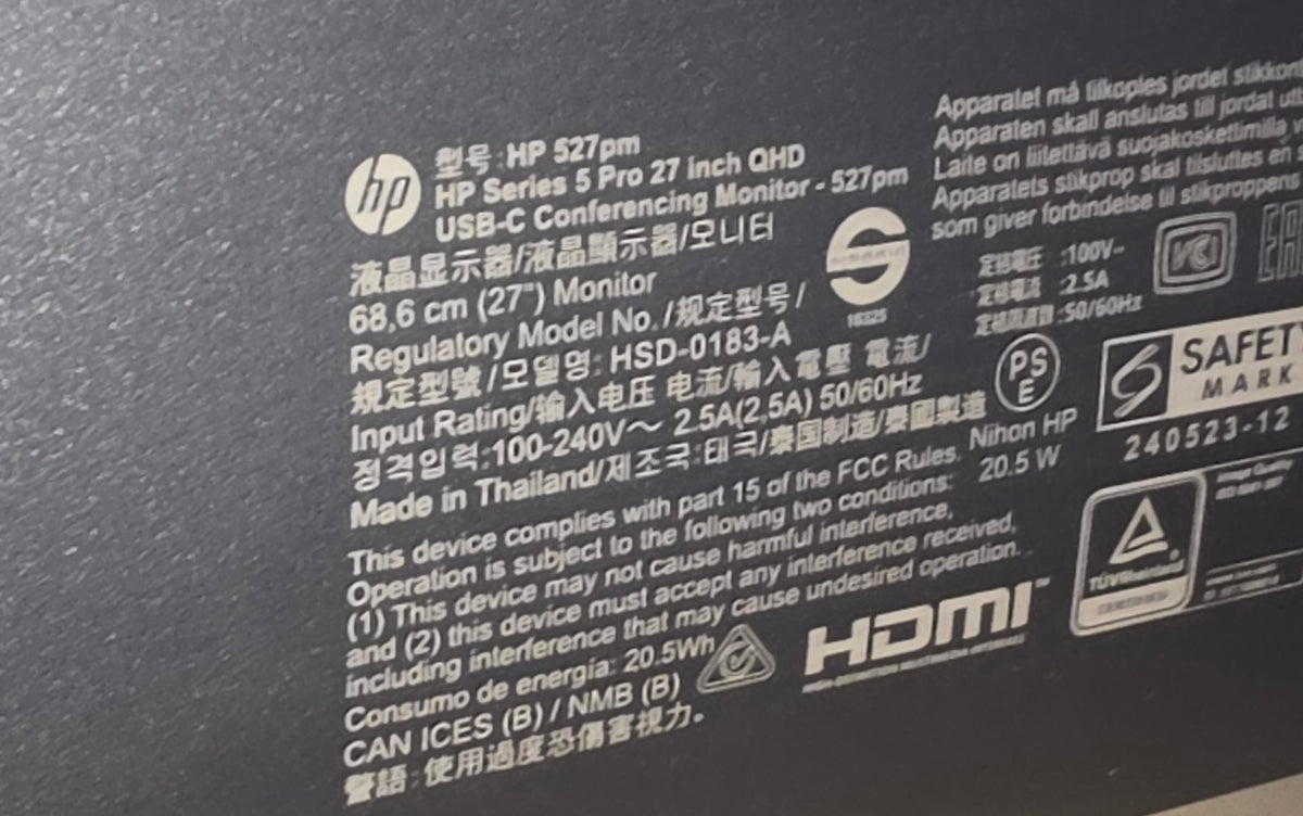 HP Series 5 Pro 27 inch QHD USB-C Monitor, Silver, Grade B