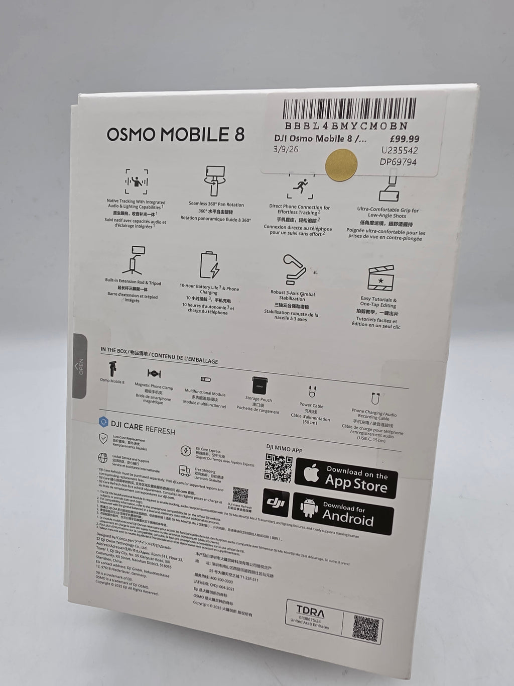 DJI Osmo Mobile 8 Gimble Black, Grade B