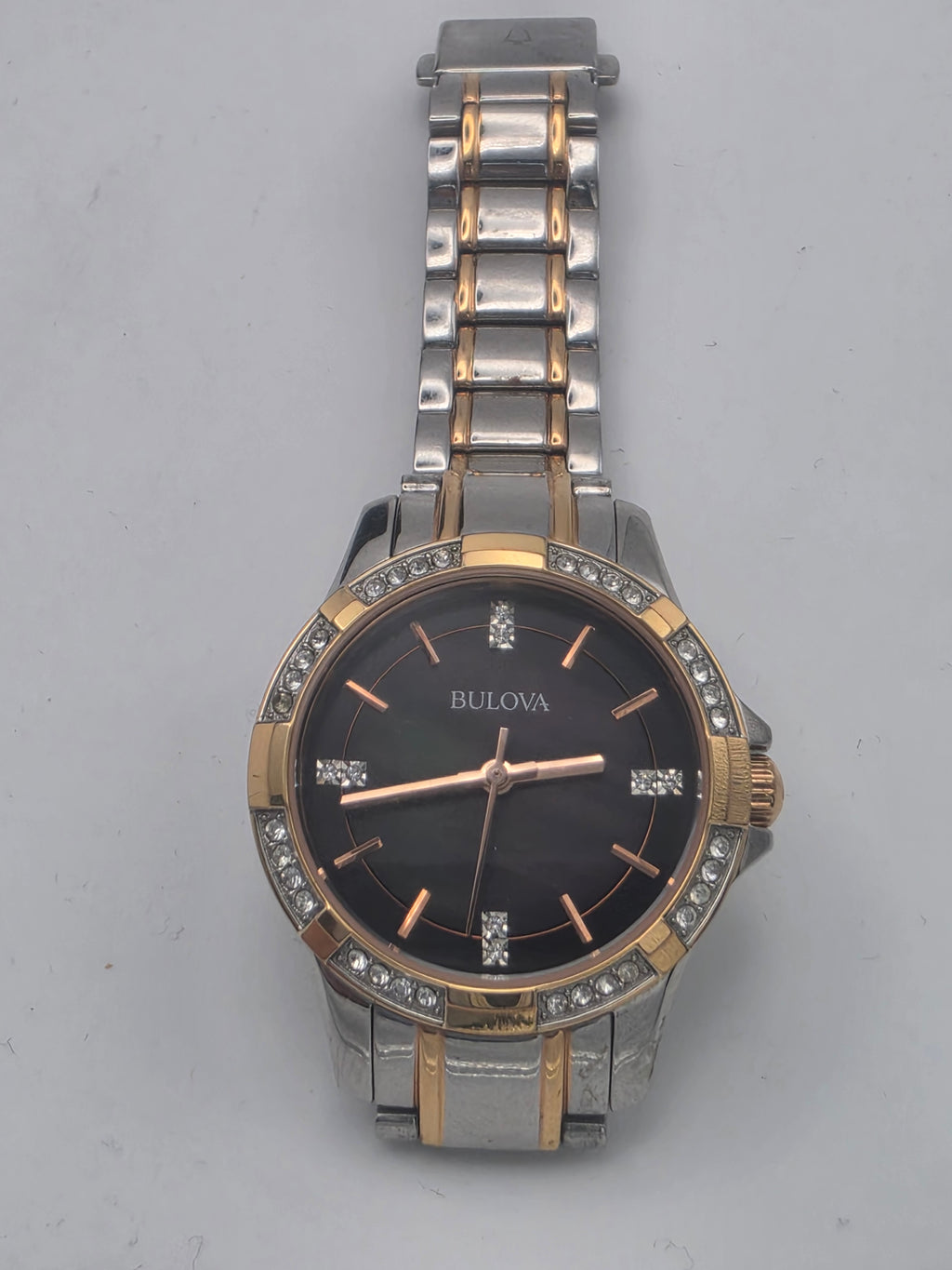 Bulova Women's Two-Tone Crystal Watch (Model 98L219), Silver, Grade A