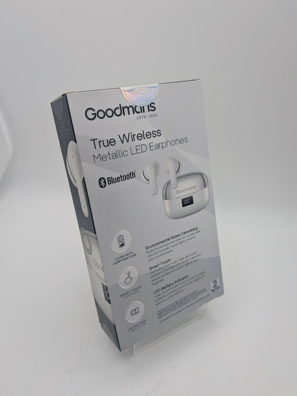 True Wireless Metallic LED Earphones, White, Grade A