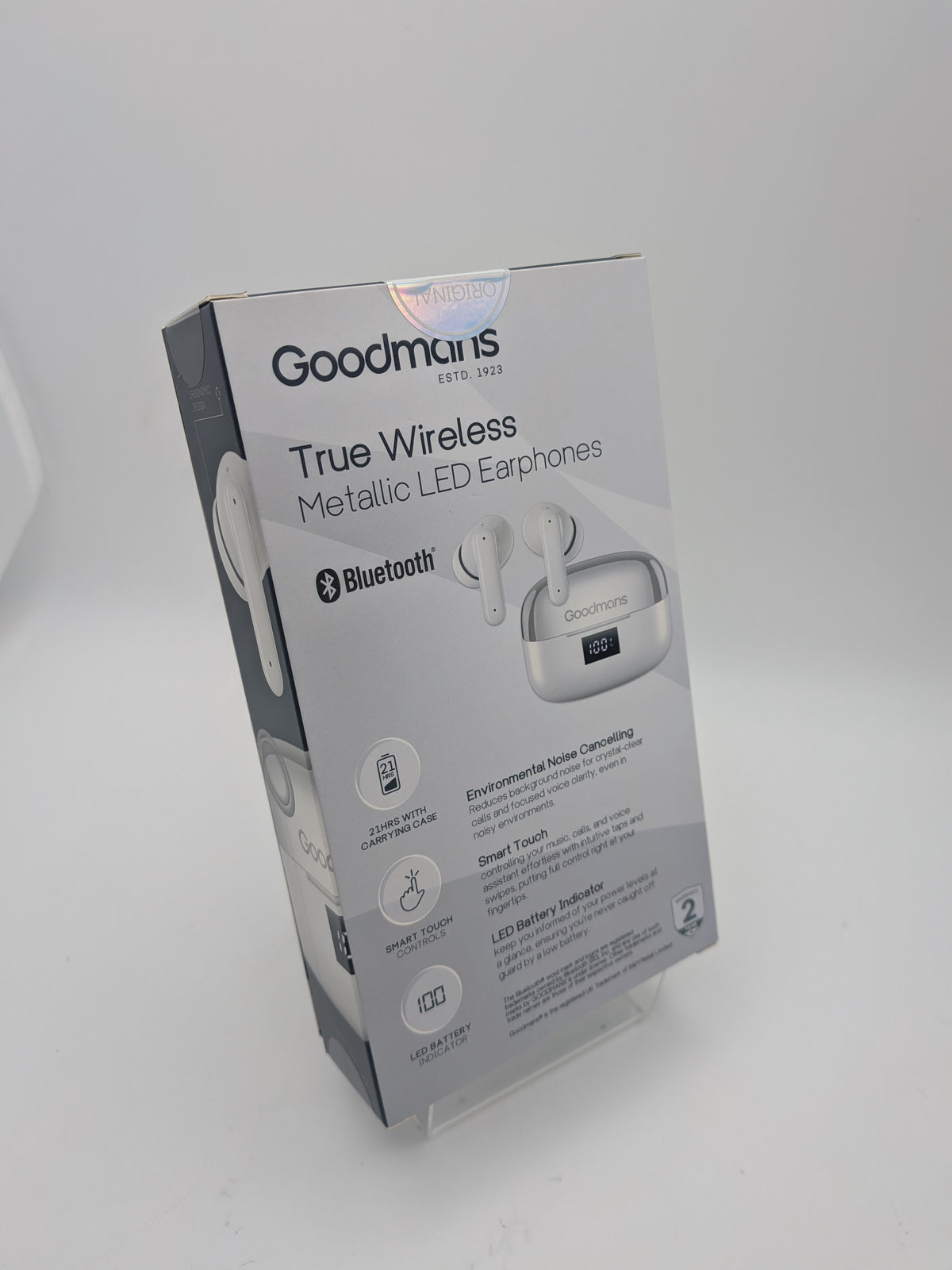 True Wireless Metallic LED Earphones, White, Grade A