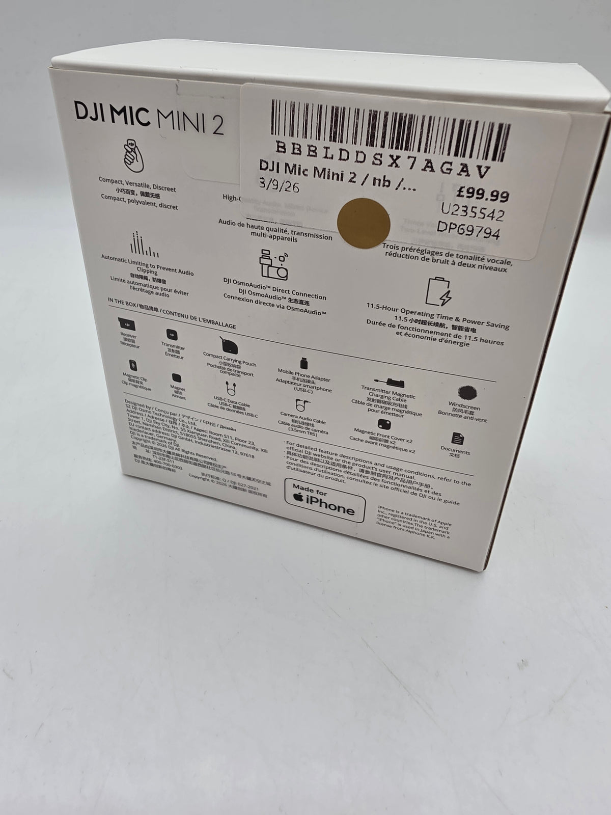 DJI Mic Mini 2 Wireless Microphone Black, Grade B