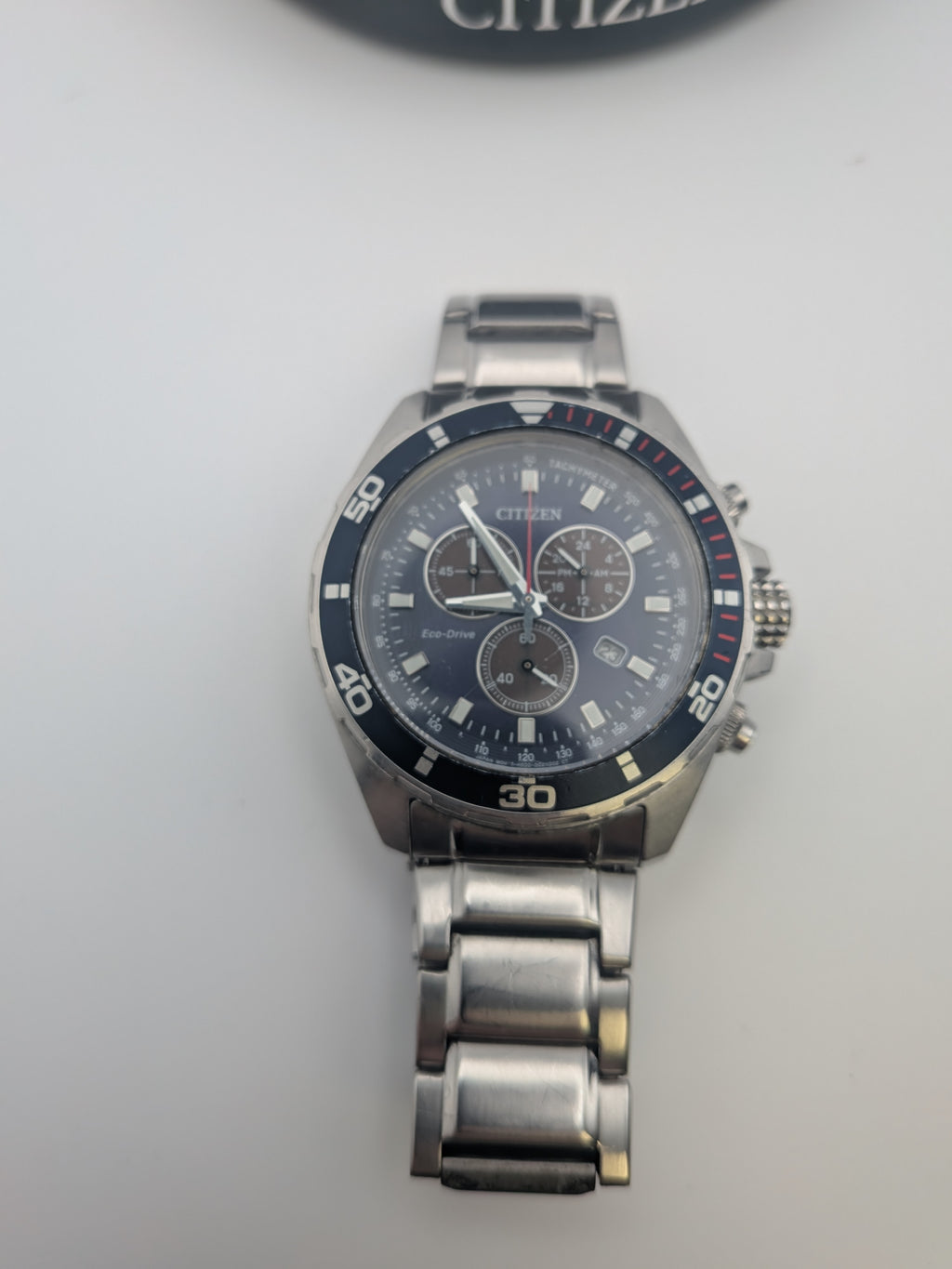 Citizen Eco-drive Weekender Chronograph Watch, stainless steel, Grade B